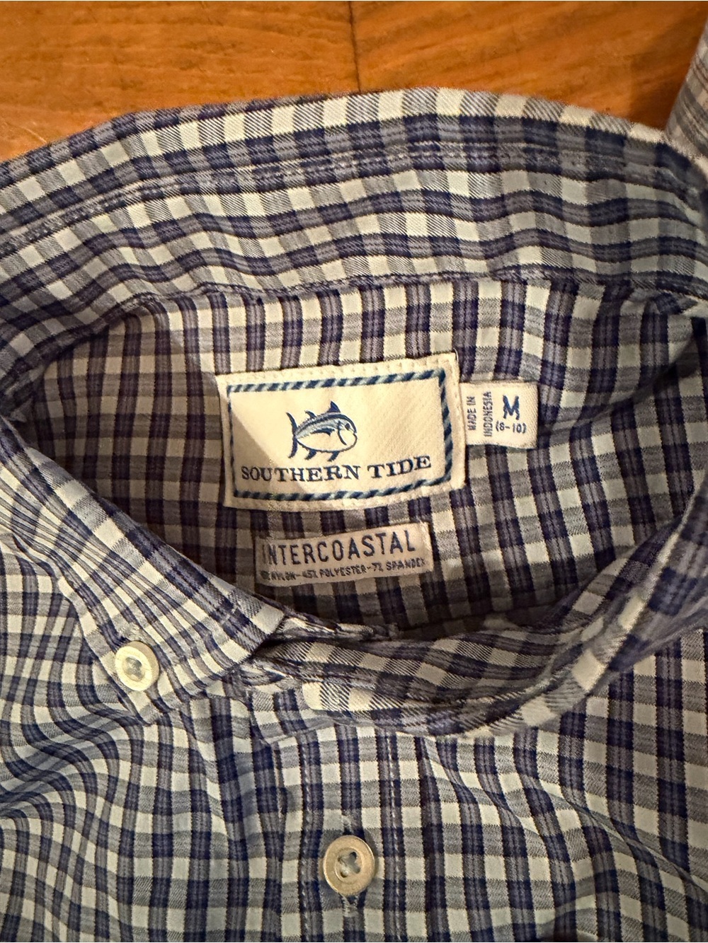 Pair of Southern Tide Boy’s Button-Down Check Shirt - Navy & Light Blue - Picture 4 of 5